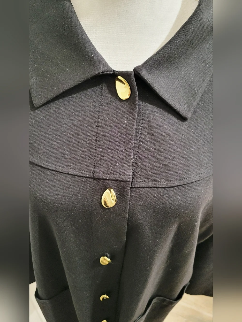 Christian Siriano New York Black Ponte Swing Jacket with Gold Buttons | Size XL - Picture 3 of 5